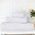 Superior Honeycomb Cotton Medium Weight Towels, for Guest Bath, Master Bathroom, Shower, Quick Dry, Adults, Home Essentials, Textured Waffle Border, Assorted Towel Set, 3 Piece Towel Set, White