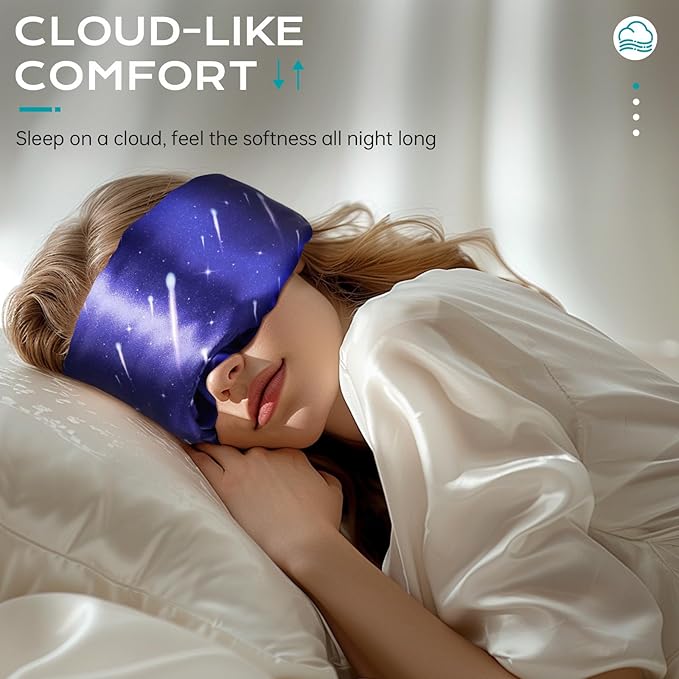 MUSICOZY Silk Sleep Mask for Women Men, Ultra-Soft Mulberry Silk Eye Mask with Adjustable Velcro Strap, Breathable Sleep Mask for Total Darkness, Perfect for Travel, Naps & Nighttime Rest