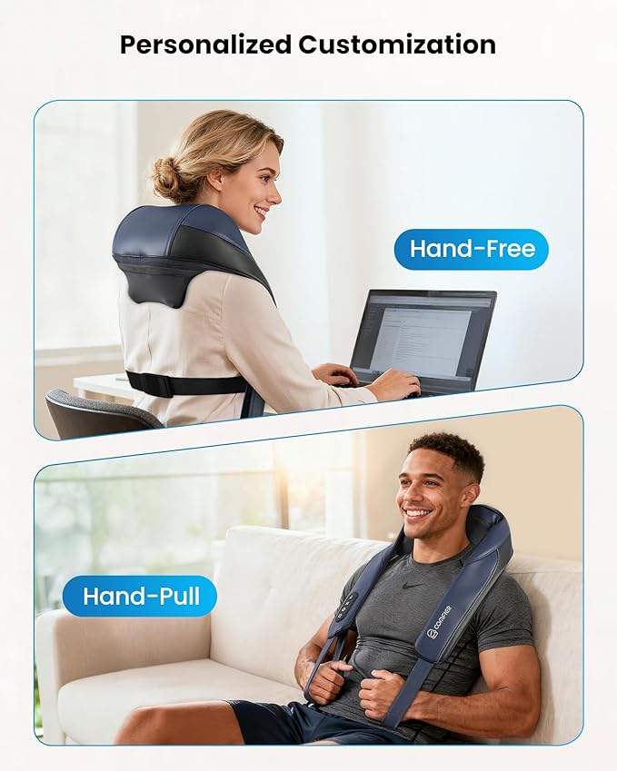 COMFIER FSA Eligible Cordless Neck Massager with Heat, 4D Shiatsu Deep Tissue Kneading for Neck & Shoulders, Graphene Heating Massage Pillow, Portable & Rechargeable, Mothers Day Gift
