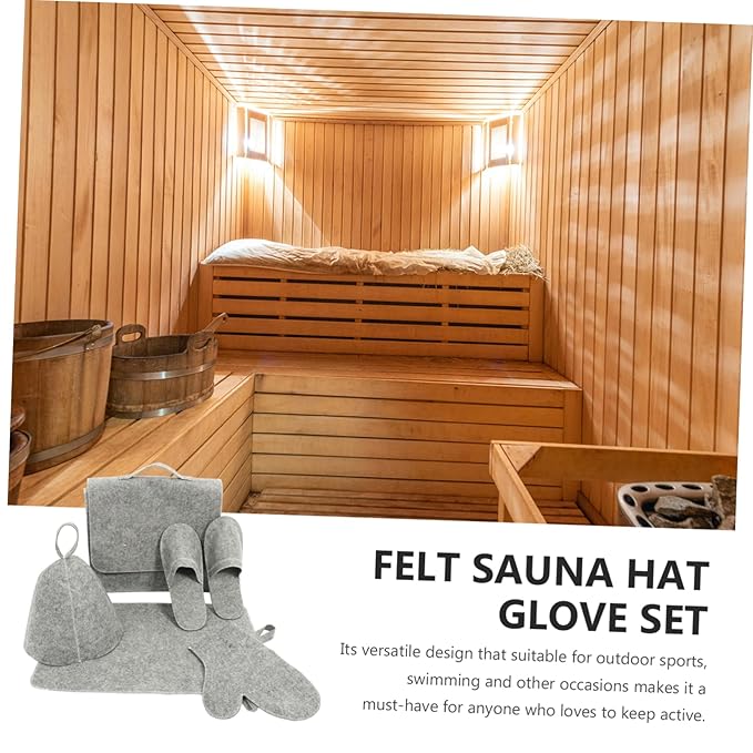 MERRYHAPY 1set Felt Sauna Hat Thick Water Absorbent Sauna Gloves Comfortable Bath Mat for Enhanced Relaxation