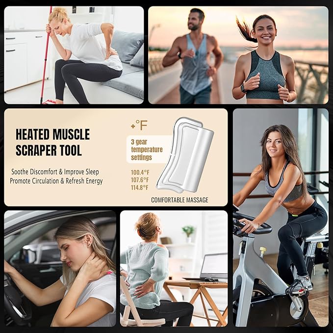 2026 New Upgrad Electric Muscle Scraper Tool for Full Body, Massage, Heated, Relaxation & Skincare, 4 Modes 3 Levels Multifunctional Gua Sha Tool Gifts for Family (White)