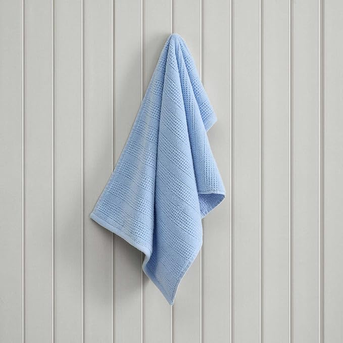 Martha Stewart - Bath Towels, Soft & Absorbent 100% Cotton Towels, Solid 500 GSM, 6-Piece Bathroom Towel Set with Textured Weave (Bedford Cottage Blue)