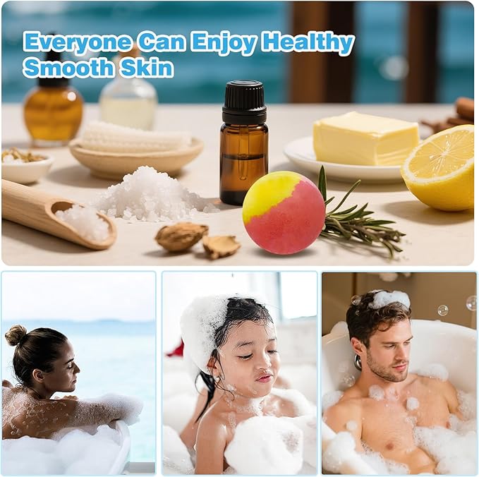 Bath Bombs for Men, Boys, Organic Bath Bombs, Anniversary Birthday Gift Set, Natural with Essential Oil, Epsom Salt and Vitamin C, Non-Toxic, Stress Relief Bath Soak, 6 Scent, 12 Pack for Men & Women