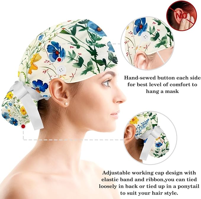 Women's Working Caps with Scrunchies Tarot Pattern Background Lace-Up Hat Unisex Hair Covers One Size