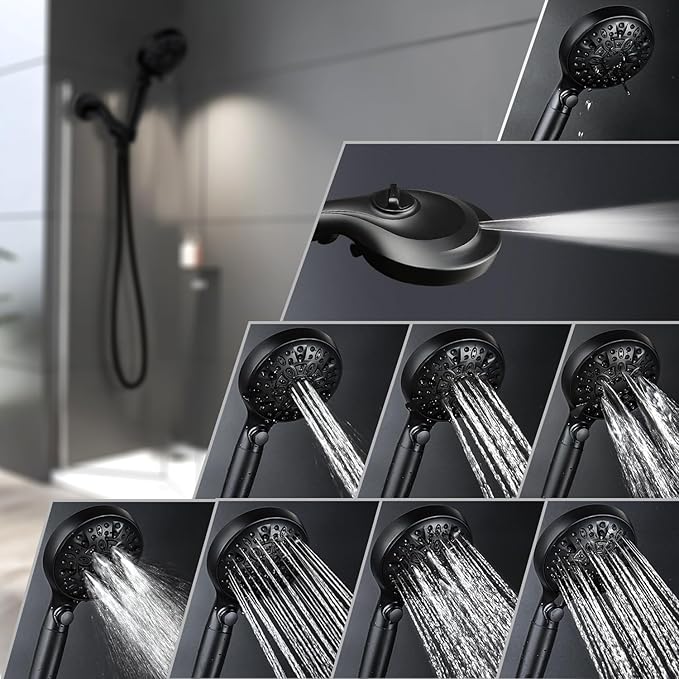 INAVAMZ Filtered Shower Head with Handheld, 9 Spray Modes 2.5GPM High Pressure Showerhead with ON OFF Pause Switch, 15 Stage Water Softener Filter for Hard Water Remove Chlorine and Harmful Substances