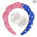 Beleki Spa Headband for Washing Face Wristband Set Sponge Makeup Skincare Headband Terry Cloth Bubble Puffy Hairband Non Slip Patriotic Hair Accessory for Women - 4th of July