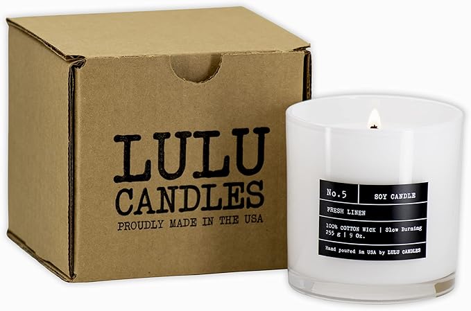 Lulu Candles | Jasmine & Lily | Highly Scented Candles for Home - Soy Blend Jar Candle with 100% Cotton Wick - Slow Burning (9 Oz.)