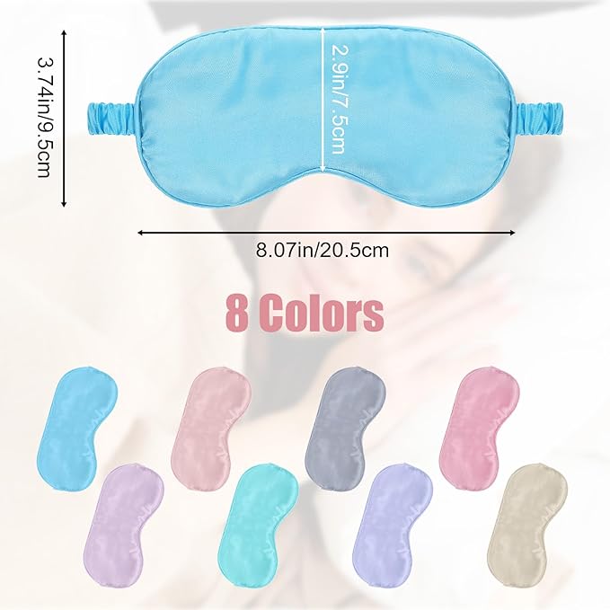 16 Pieces Silk Sleep Mask Silk Eye Mask with Adjustable Strap Eye Cover for Sleeping Blindfold for Women Men Travel Rest(Multicolor)