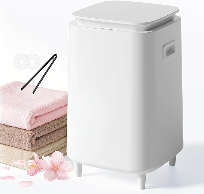 22L Towel Warmer for Bathroom – Fast Heating Blanket Warmer, Fits Two 40" x 70" Oversized Towels, Blankets & Bathrobes, Auto Shut-Off, Adjustable Timer, Portable Towel Warmer Bucket -White