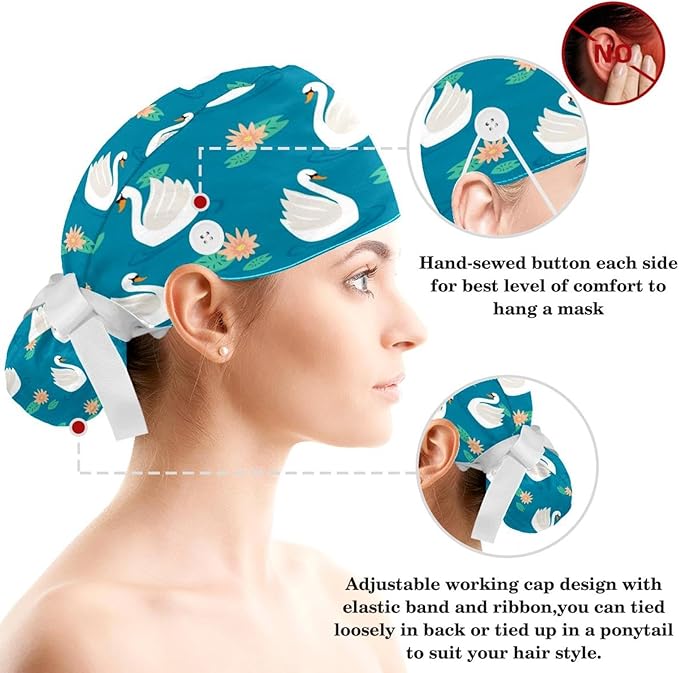 Women's Working Caps with Scrunchies Tarot Pattern Background Lace-Up Hat Unisex Hair Covers One Size
