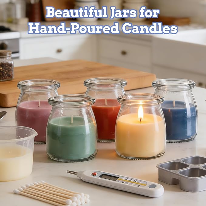 BIGIVACA 30 Pack 7oz Glass Jars with Cork Lids & PE Lids, Yogurt & Candle Jars for Making Candles, Small Mason Jars for Spices, Candy, Bath Salts, Wedding, Party & Baby Shower Favors