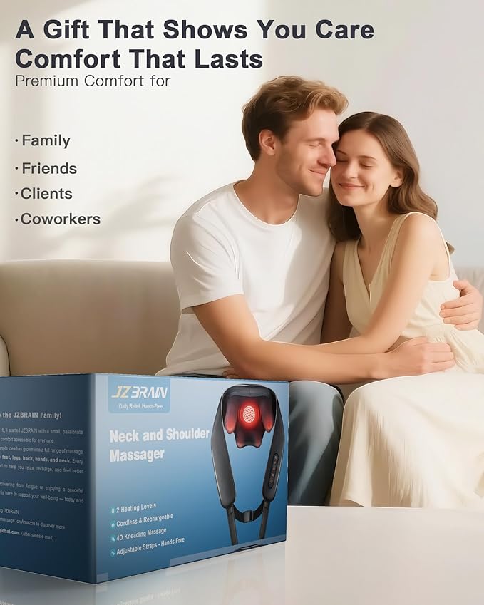 Neck Massager with Heat : Cordless Shoulder and Neck Massager for Pain Relief Deep Tissue - 3 Modes, 2 Intensity & 2 Heating Setting, Heated Kneading Massage Daily Comfort, Office and Home Use