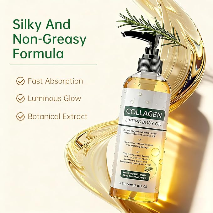 Collagen Lifting Body Oil After Shower, Hydrating Collagen Oil For Body, Moisturizing Anti Aging for Women & Men, Helps Soften Appearance of Crepey Skin for All Skin Types-1PC