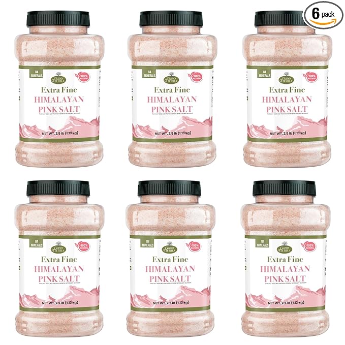 Good Tierra Himalayan Pink Salt in Jar - Extra-Fine Grain - 2.5 lb. (6 Pack)