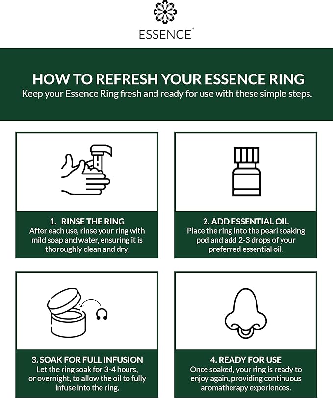 Essence Wearable Aromatherapy Nasal Diffuser – Eucalyptus Essential Oil Nose Ring Silicone Inhaler for Stress & Mood Support - Made in USA & Travel-Friendly