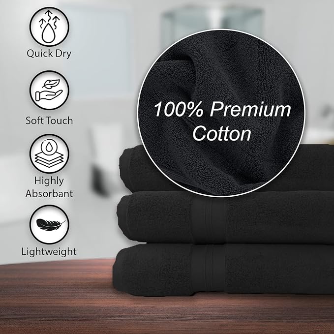 KAHAF COLLECTION 100% Cotton Bath Towels, 24x48 Pack of 6 Towels, Quick Dry, Highly Absorbent, Soft Feel Towel, Gym, Spa, Bathroom, Shower, Pool, Luxury Soft Towels (Grey, 24x48-6 Pack)