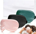 Eye Mask for Sleeping,3 Pack Silk Sleep Masks for Women Men-Blindfold for Travel on Airplane,100% Pure Silk Eye Mask for Sleep with Adjustable Strip(Black-Pink-Green) 8.86 * 4.92 * 1 inches