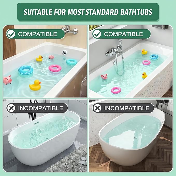 Bathtub Splash Guard for tub Kids& Bath Shelf for Kids – Toddler Bath Tray, Bath Toys Storage & Ledge Organizer – Splash Guard for Bathtub with Suction Cups – Kids Bathroom Accessories(2.6FT, Blue)