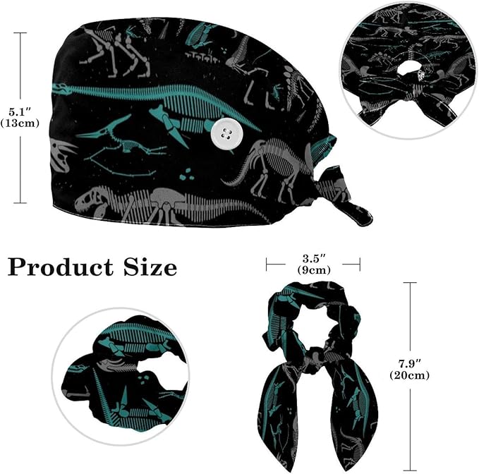 Scrub Cap with Hair Scrunchy, Ponytail Holder Surgical Cap
