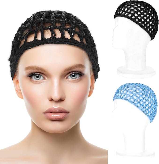 WLLHYF Wig Cap Thick Long Hair Caps Adjustable Net Mesh Braided Weaving Making Crochet Sew Weave Fishnet Grip Headband