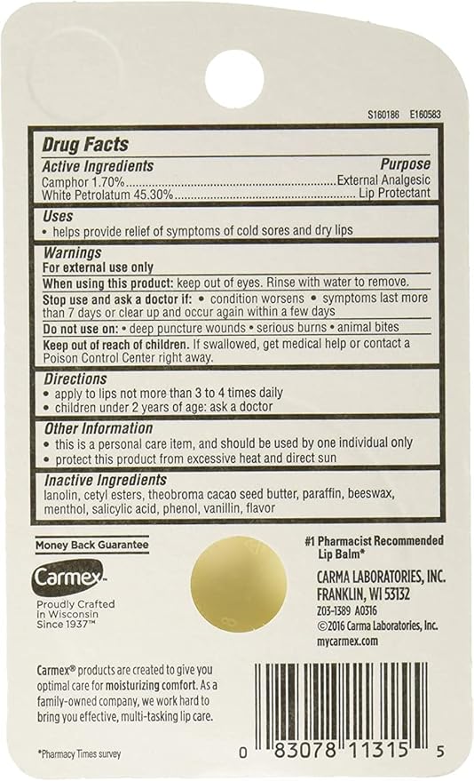 Carmex Classic Lip Balm Medicated, 0.25 oz (Pack of 3)