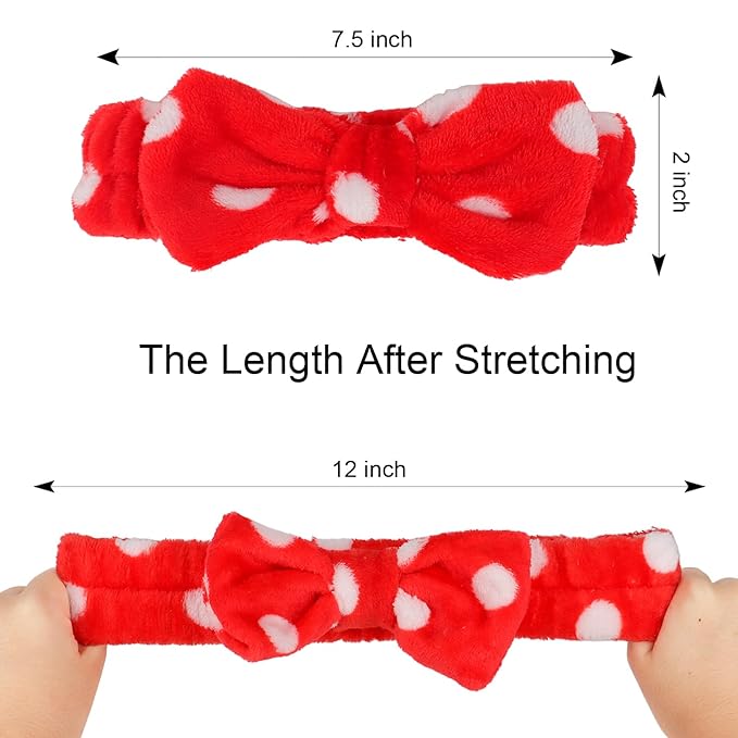 Casoty 12 Pcs Headbands for Makeup, Spa Gifts for Women, Soft Coral Fleece Makeup Headbands for Women, Bow Hair Band, Spa Headband for Face Washing Shower Skin Care Yoga