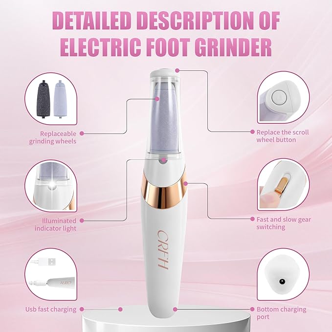 Pedicure Tool, Foot Callus Remover, Electric Pedicure Set, Foot Care, Removes Rough Dead Skin on The Feet, Making Your Feet Smooth.(White)
