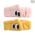 PERFECTSIGHT 2 Pack Cute Animal Headbands for Makeup Wash Shower Adjustable Elastic Hair Band for Girls and Women (Yellow+Pink Eye)