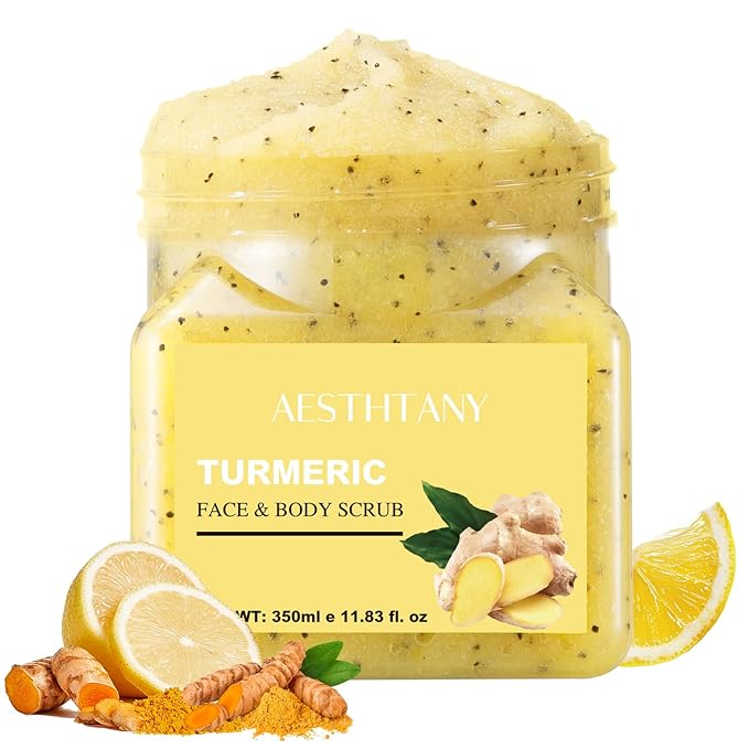 Turmeric Body Scrub &Avocado Face & Body ScrubMoisturizing and Exfoliating Body, Face, Hand, Foot Scrub,Deep Cleansing 350ml (350ml, turmeric)