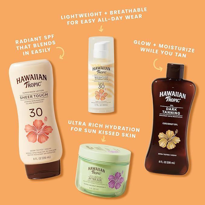 Hawaiian Tropic Dark Tanning Oil, 8 Fl Oz | Moisturizing Body Oil with Cocoa Butter, Tan Enhancer, 8 Fl Oz each Twin Pack