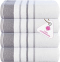 CASA COPENHAGEN White Bay 4Pcs 100% Egyptian Cotton Designer Hand Towels Gift Set- Grey - Dark Grey 600 GSM, 28"x16", 4Hand Towels for Bathroom Set for Women & Men