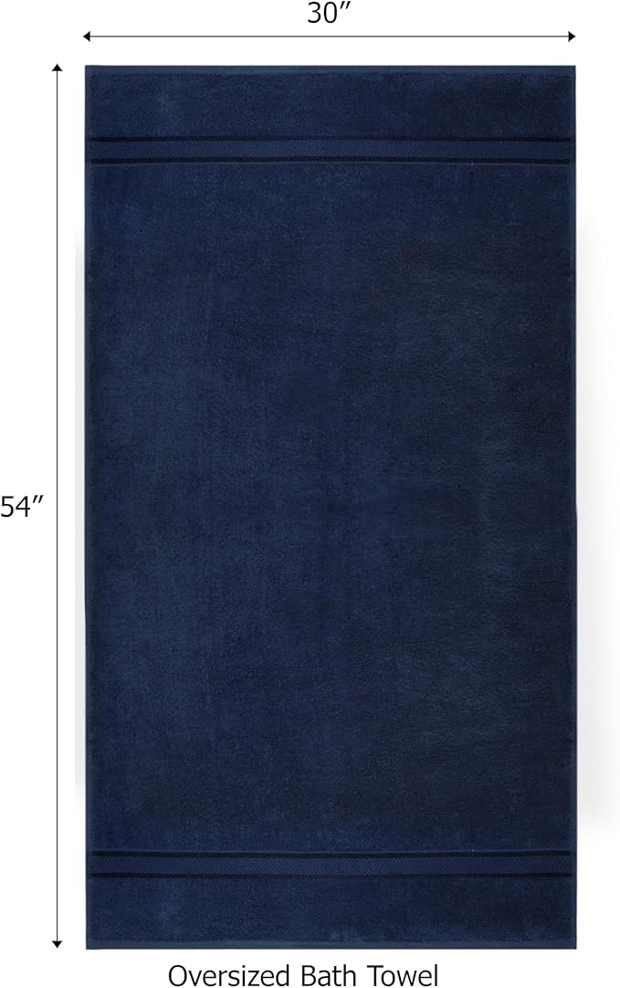 COTTON CRAFT Ultra Soft Bath Towels - 4 Pack Extra Large Bath Towels - Oversized 30x54 - Absorbent Everyday Luxury Hotel Spa Gym Shower Beach Pool Camp Dorm - 100% Cotton - 580 GSM - Navy