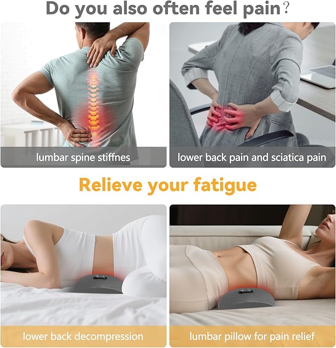 3 in 1 Smooth Spine Triple Fusion Back Massager with 118-inch USB Cable, Heated & Vibration &Traction Back Massager for Pain Relief Deep Tissue,Relaxation Lumbar Pillow for Office Home Use