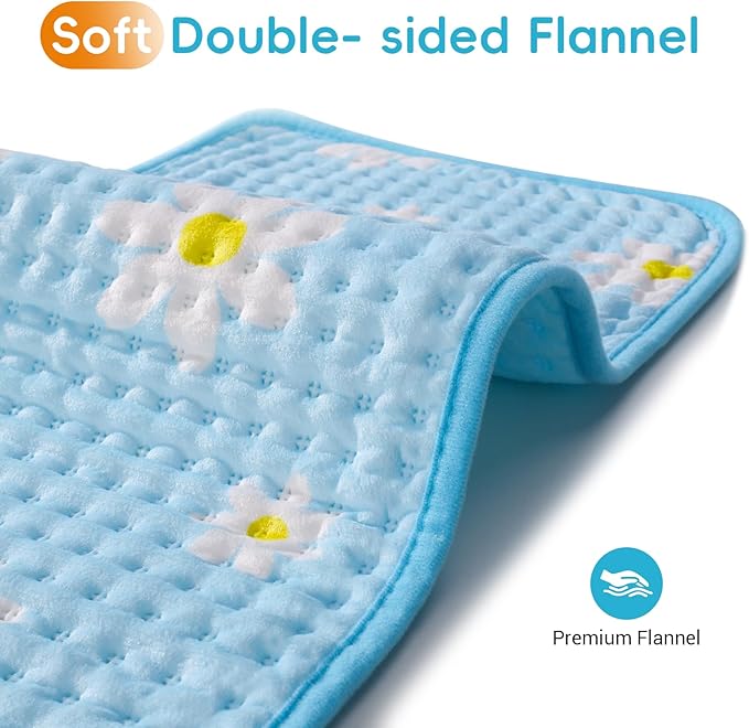 Comfytemp Extra Large Heating Pad for Back & Period, 33''x 17'' King Size Heat Pad Soft and Stylish, Electric XL Shoulder/Neck/Knee Heated Pad, Washable (Blue & Daisy Print)