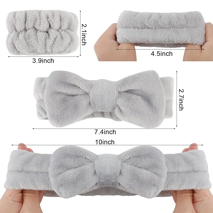 WHAVEL 6PCS Spa Headband and Wristbands Set, Face Wash Headband Wrist Bands for Washing Face Makeup Skincare Hair Band Skin Care Accessories Tools