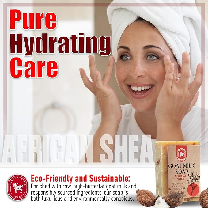 Honey Sweetie Acres African Shea Goat Milk Soap - Handmade 5 oz Bar, Made with Natural Ingredients, Moisturizing & Gentle, Made in the USA