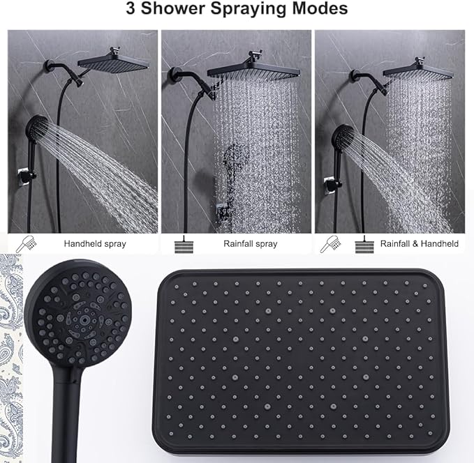 Black Large High Pressure Filtered Shower Head with Handheld, 14" Rain ShowerHead and 10 Spray Handheld with Filter, Upgrade Dual Shower for Couples Bathroom Accessories and Hard Water