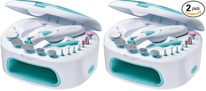 KISS Power File X Nail Dryer, All-in-One Nail Care Kit (2464N) (Pack of 2)