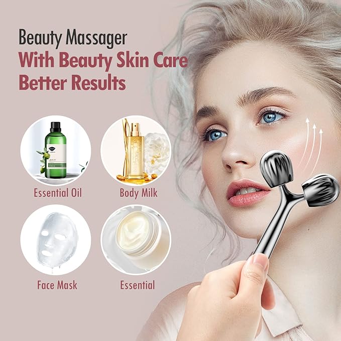DANGSHAN Gua Sha Facial Tools & Face Roller Set, Face Massager, Lymphatic Drainage Massager, Face Sculpting Tool, Guasha Tool for Face, Ice Roller for Face & Facial Lymphatic Drainage Tool (Silver)