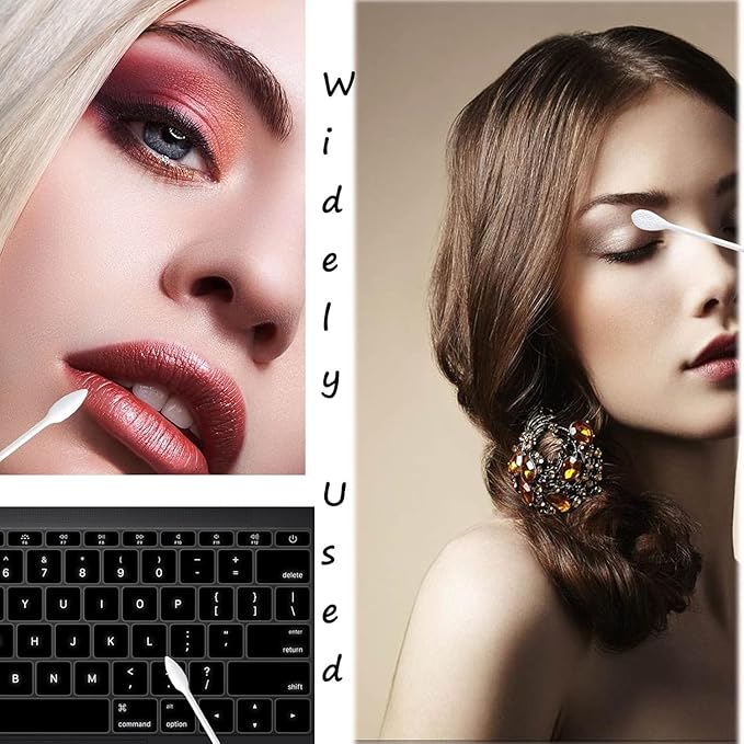 Paper Stick Thick Cotton Swabs with Precision and Flattened Tip 375pcs,Excellent Beauty Tools for Effective Makeup and Personal Care
