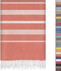 EPHESUS TOWELS Turkish Beach Towel - 38x70 inch Oversized - Sultan Design - Turkish Towel for Beach, Bath, Pool, Gym, Yoga - Prewashed, Lightweight, Quick Dry (Fresh Coral, Sultan)