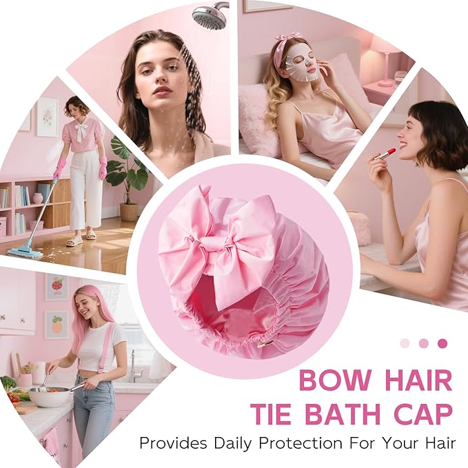Years Calm Extra Large Shower Cap for Long Thick Hair – Waterproof Double Layer Bath Cap with Satin Lining, Secure Elastic Fit for Braids, Curls & Extensions