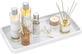 Weenson Bathroom Vanity Tray for Countertop Toiletries Makeup Decor Perfume Candles, Kitchen Tray for Soap Dispenser Spice Salt Coffee, Toilet Tank Tray Bamboo11.81” L x 6.1” W x 0.79” H (White)