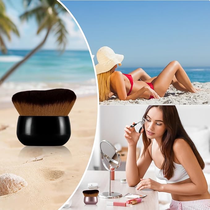 Extra Large Body Makeup Brush Kabuki Brush for Foundation & Bronzer, 75 mm Wide-headed Kabuki Brush Provides More Even&Sunscreen Face&Back Makeup Brush, Wet & Dry Use (Black)