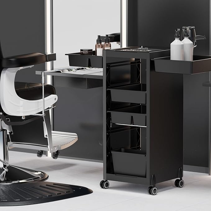 OmySalon Salon Trolley Cart with Wheels & 6 Drawers, Hair Cart Organizer for Stylist Hairdresser, Salon Cabinet Station for Barbershop Beauty Spa