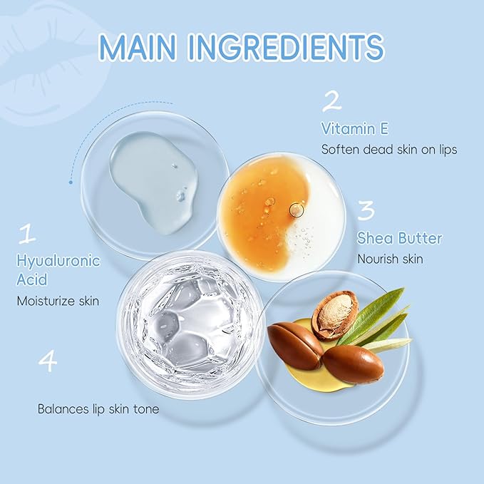 AKARY Milk Hydrating Lip Mask Gels with Hyaluronic Acid, Shea Butter & Vitamin E – Ultra Moisturizing, Soften Cuticle, Keep Plump Lip Patches for Dry Lips, Hydration & Repair, Day & Night Use (10)