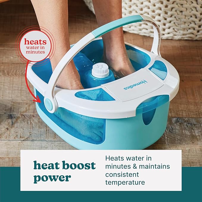 HoMedics Shower Bliss Foot Spa, Shower Massage Water Jets, Pedicure Center with 3 attachments, Toe-Touch Control, FB-625H