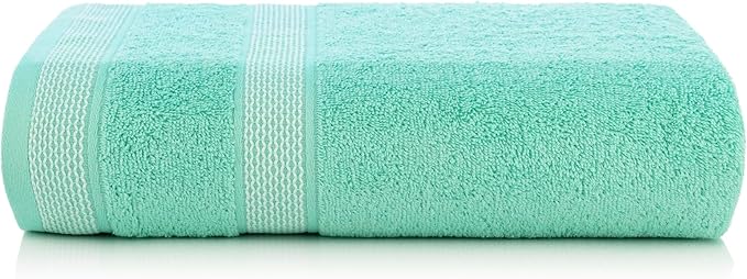 CASA COPENHAGEN Solitaire 6Pcs 100% Egyptian Cotton Large Designer Towels Gift Set- Grey-Aqua Blue, 600GSM, 2Bath 2Hand 2Washcloths, Bath Towels for Bathroom Set for Women & Men