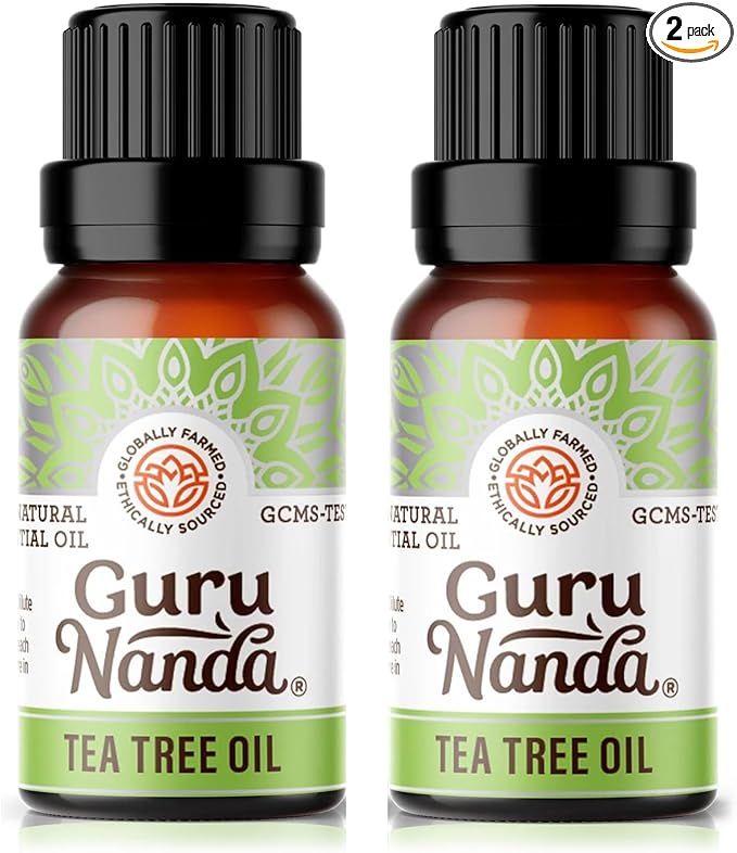 GuruNanda Tea Tree Essential Oil, 100% Pure, Natural and Undiluted Diffuser Oil for Aromatherapy, Massages & DIY Recipies, Helps in Skin & Hair Care (2X0.5 fl Oz)