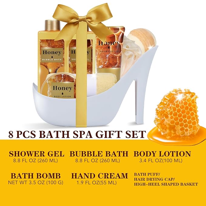 Spa Luxetique Gifts for Women High Heel Gift Set for Women 8pcs Spa Gift for Womens Nourishing Honey Birthday Gifts for Womens Mom Grandma Wife Coworker Mothers Day Gift